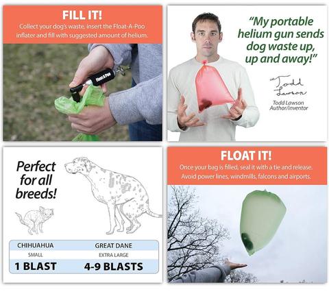 A spoof ad for a helium dog-waste bag called Float-A-Poo